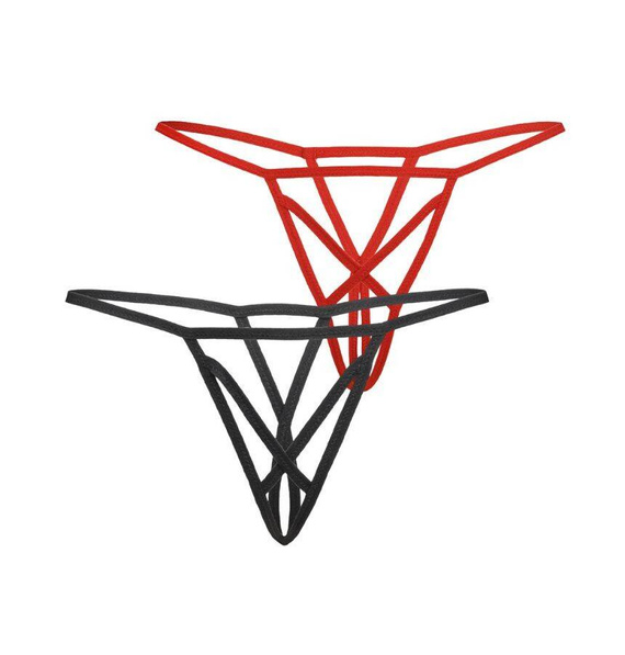 Stringi z otwartym krokiem 3113-2 Mendi  2-pack Teyli black-red