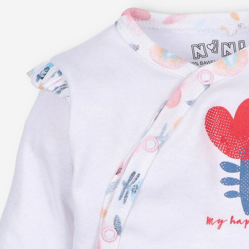 Body rozpinane z bawełny organicznej Tęczowy Ogród Nini - białe