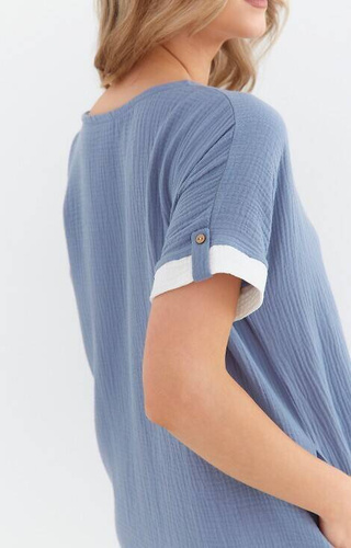 Koszula nocna muślinowa 133 Cana- niebieska 