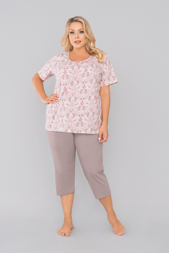 Piżama Damska krótki rękaw, 3/4 spodnie Kalmia Italian Fashion- druk