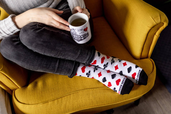 Talia Kart Skarpety długie finest cotton dwie różne Sesto Senso biały