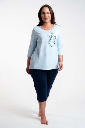 Piżama Damska 3/4 rękaw, 3/4 spodnie Arietta Italian Fashion - niebieski 