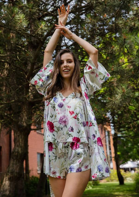 Komplet piżama damska Flowers DKaren -DK-KK 5 biały