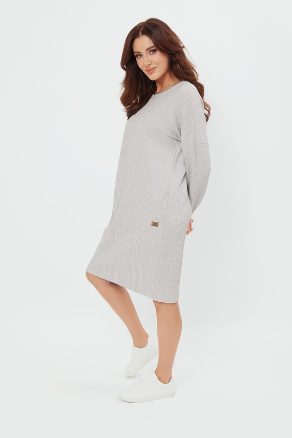 Tunika damska z długim rękawem Avira Italian Fashion - jasny melanż