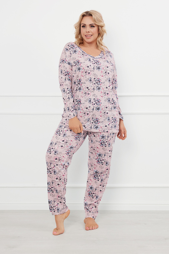 Piżama Damska długi rękaw, długie spodnie Toliana Italian Fashion