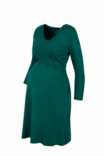 Sukienka ciążowa i do karmienia rękaw Carry  7/8 Milk&Love butelkowa zieleń