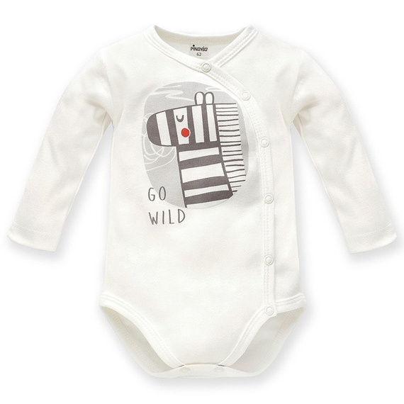 Body rozpinane z długim rękawem "WILD ANIMALS" - ecru szary