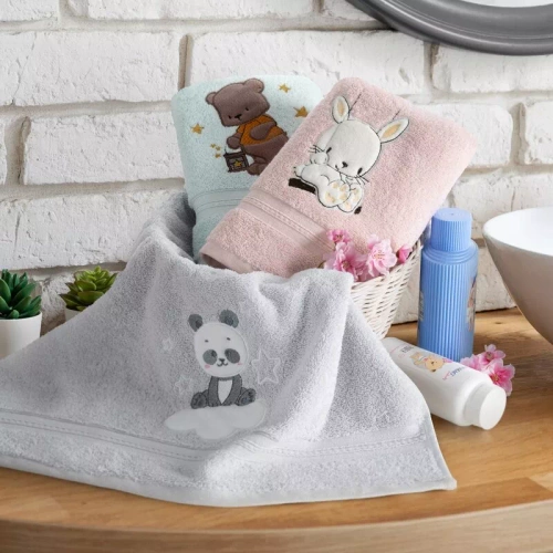 Niemowlęce okrycie kąpielowe Baby 63 Panda Eurofirany srebrny