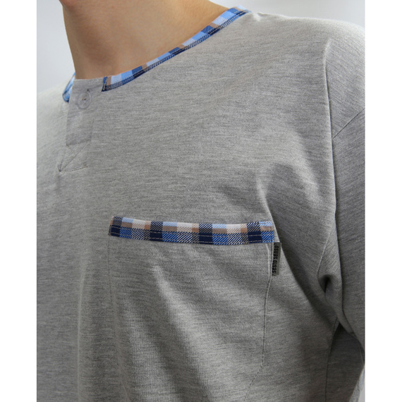 Bawełniana piżama męska, krótki rękaw i spodenki Jasiek Sesto Senso - jasny melanż