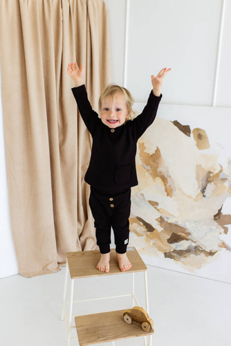 Bluza polo "Natural Waffel" Makoma black 