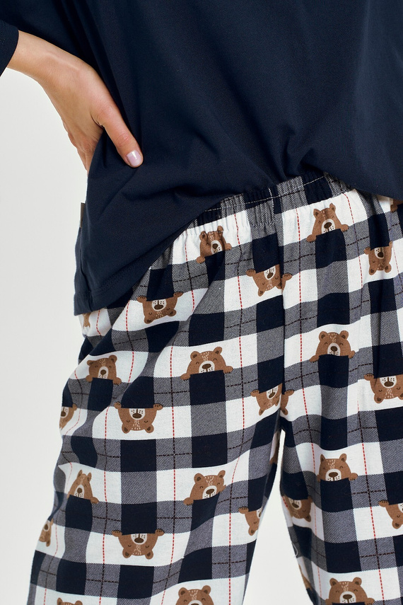 Piżama damska Taro 3441 Astrid – bawełna, koszulka z nadrukiem, spodnie w kratkę