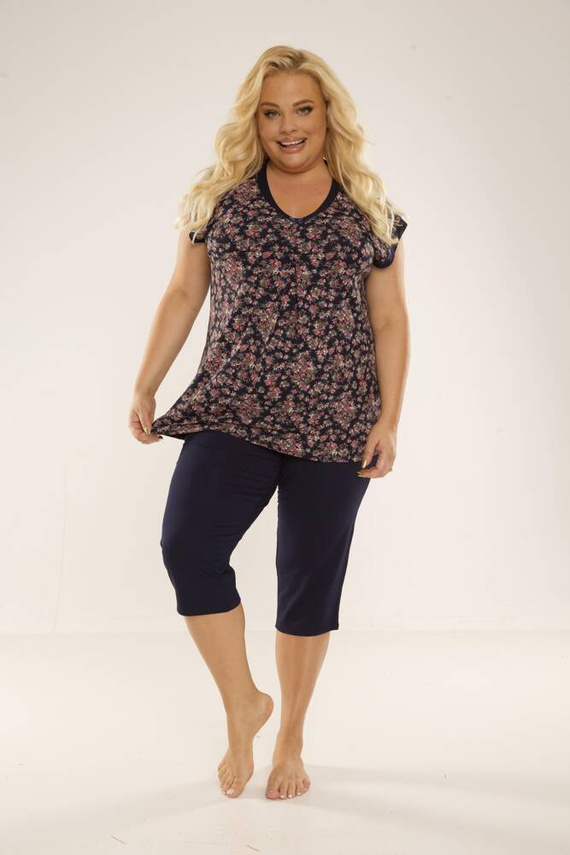 Piżama Damska 489/491 Mia Plus Size Forex- granatowy