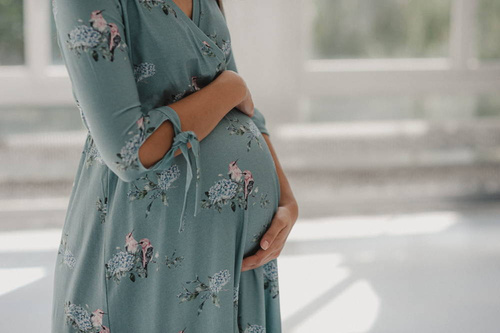 Sukienka do karmienia ciążowa Two Ways MIDI Milk&Love eukaliptus w hortensje