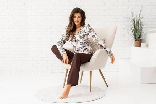 Piżama damska Naomi Long  Donna brązowy