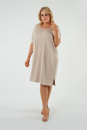 Tunika damska z krótkim rękawem Soler Italian Fashion - beżowy