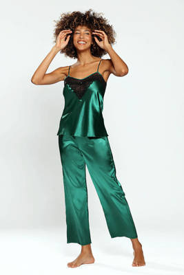 Piżama Damska Satynowa Sadie DKaren - zielony
