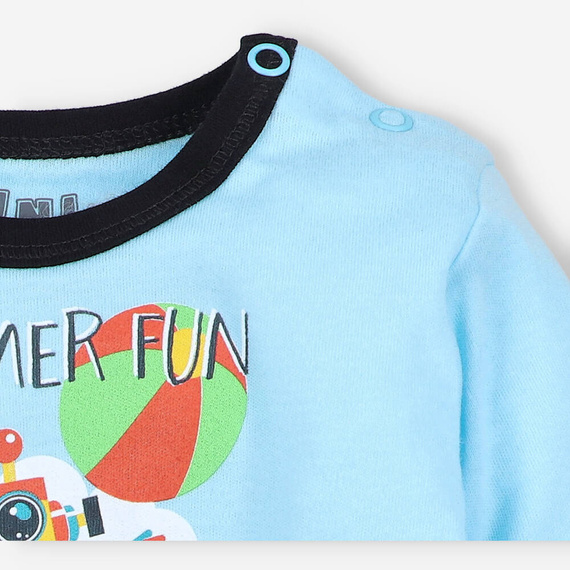 Bluzka z bawełny organicznej Summer Robots Nini turkusowy