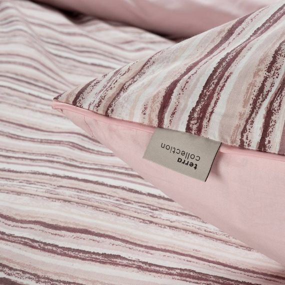 Pościel z bawełny z nadrukiem w paski i wypustką na poszewkach Avinion 6 Eurofirany beżowy