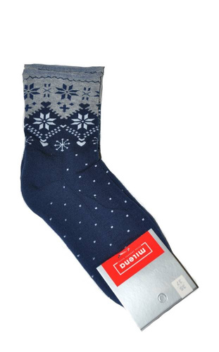 0071-002 Gwiazdki Unique Skarpety damskie Świąteczne Milena -granatowy