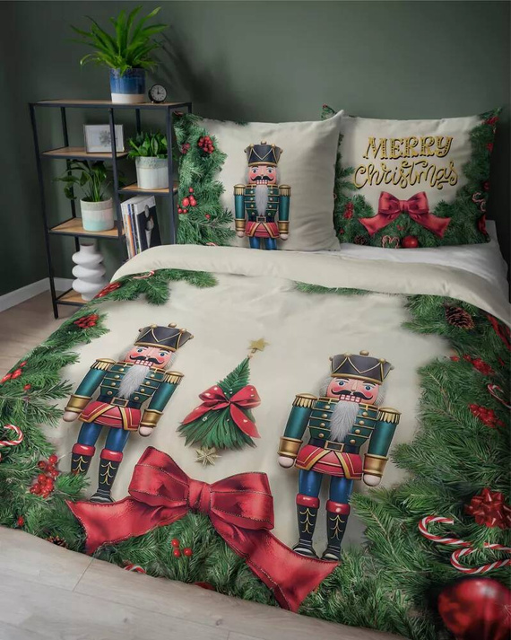 Pościel świąteczna 5300 A dziadek do orzechów Detexpol kremowy