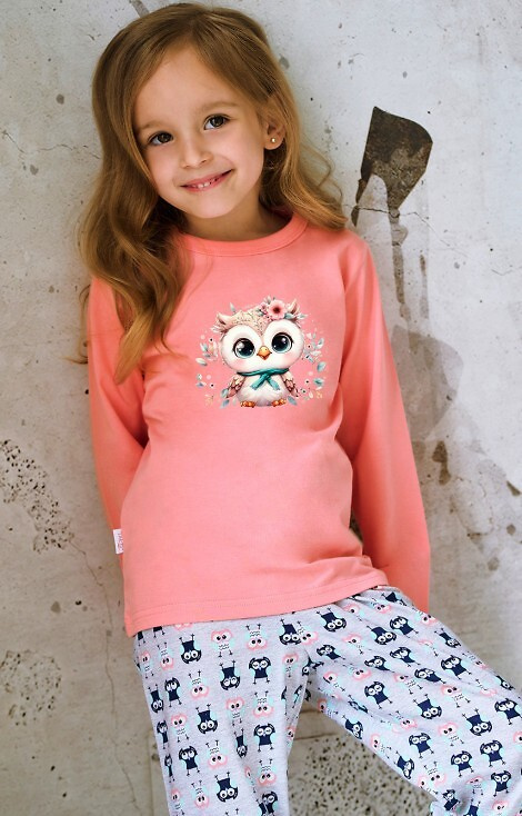 Taro Emma 3486, 3487 morelowa  –piżama dziewczęca, bawełna, kolorowy nadruk