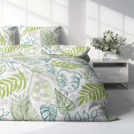 Pościel z mikrofibry Harmony 13 liście Faro zielony