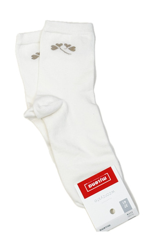 Skarpetki damskie Milena 0200-178 „Drobny Wzorek Lurex” – Bawełniane z błyszczącą nitką | Polska jakość