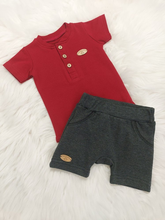 Body z krótkim polo Mieszko Bambarillo bordowy