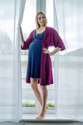 311 Szlafrok kimono MIRACLE wiązany w pasie-  śliwka