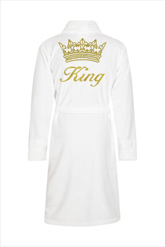 Szlafrok męski King + Korona ByShelly - biały/złoty