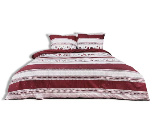 Pościel flanelowa świąteczna renifery F-89A Matex czerwony