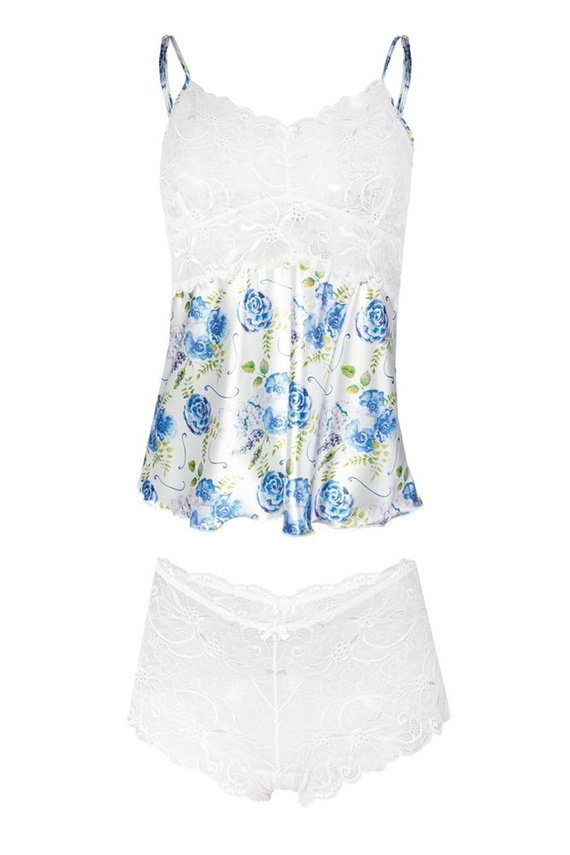 Komplet piżama damska Flowers DKaren - DK-KA granatowy