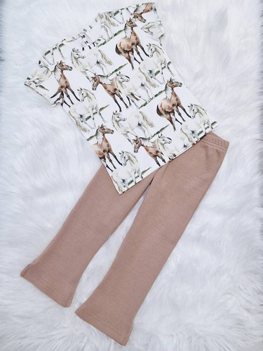 Bluzka dziecięca Horses krótki rękaw Bambarillo druk