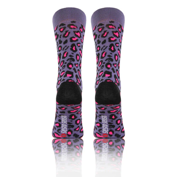 Cętki Panterka Skarpety długie finest cotton dwie różne Sesto Senso fioletowy