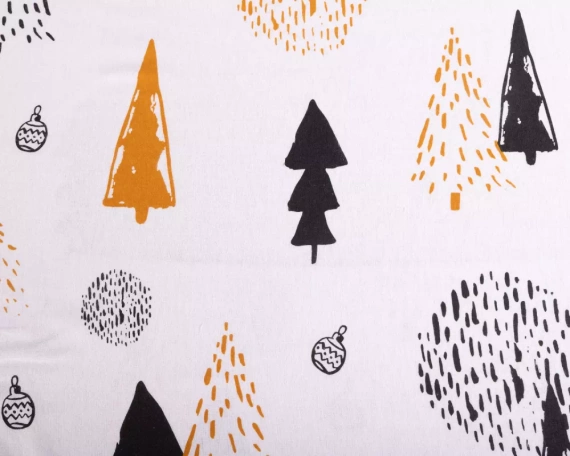 Pościel flanelowa świąteczna choinki bombki F-87 Matex biały