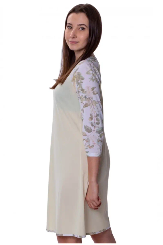 Koszula nocna rozpinana 86612 Botanica Mewa kremowy