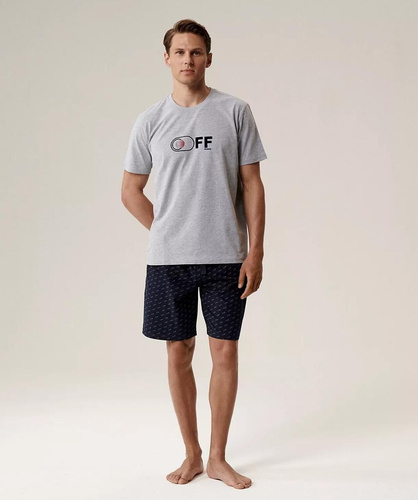 Bawełniana piżama męska NMP-395 – krótki rękaw, przewiewna, idealna na lato