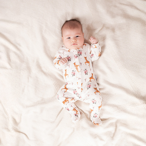 Nicol Lala 216031 – pajacyk niemowlęcy bawełniany, wzór w sarenki