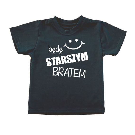 Koszulka dziecięca "Będę STARSZYM bratem v2"  Moocha czarny