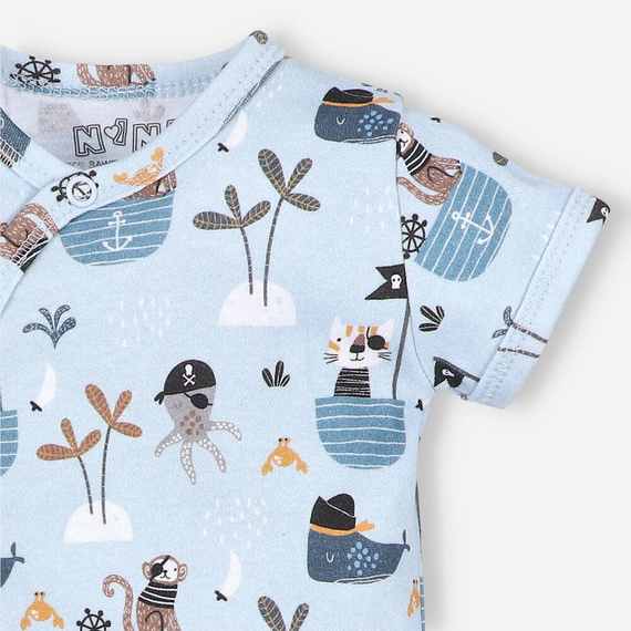 Body kopertowe krótki rękaw z bawełny organicznej Piraci Nini druk