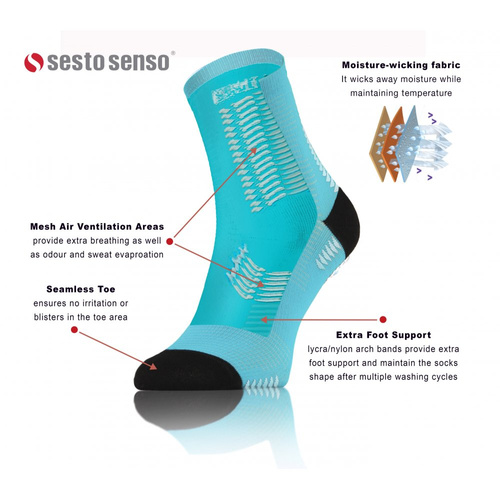 SKB01 Sport Socks Skarpety sportowe uniwersalne Sesto Senso turkusowy