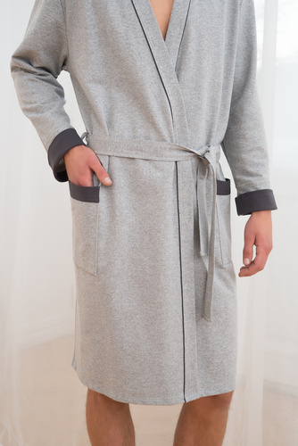 Szlafrok męski z kieszeniami Gabriel Italian Fashion- melanż/grafit