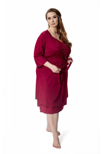 Szlafrok peniuar 86299 Passion Mewa burgundowy
