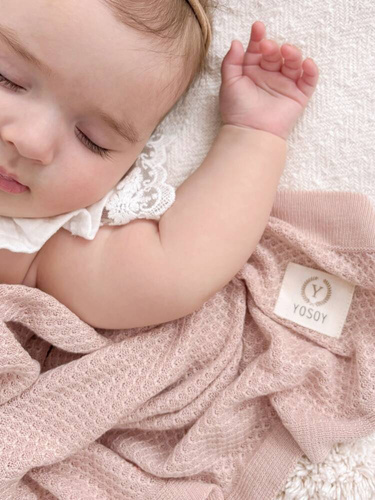 Kocyk bambusowy Clover YOSOY - powder pink