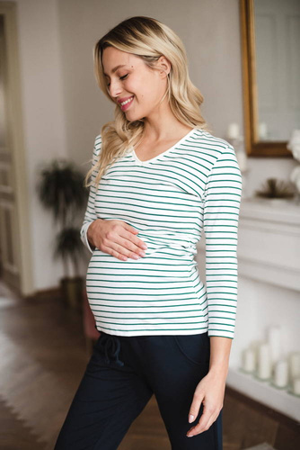 Bluzka ciążowa i do karmienia Milk Shirt Milk&Love w zielono-białe paski