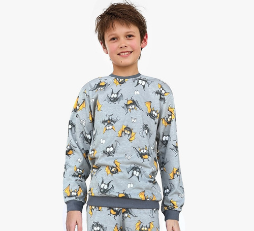 Cornette Bat 2 – piżama chłopięca bawełniana 264/182, 263/182 z nadrukiem nietoperzy | Styl i wygoda