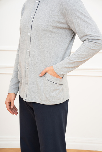 Piżama Męska długi rękaw, długie spodnie Alcest Italian Fashion - granatowy