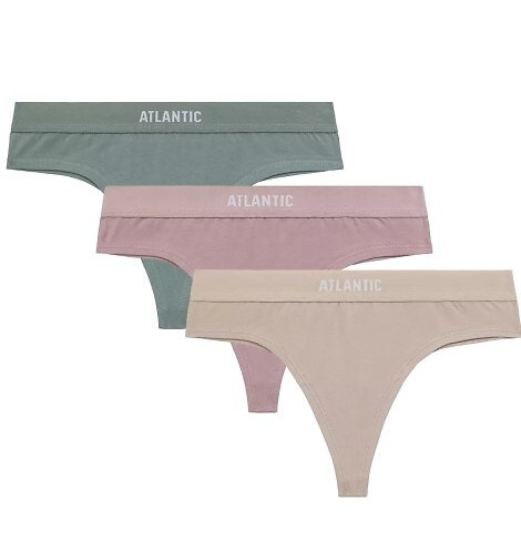 Stringi damskie 3CLP-013 Thongs Atlantic- beżowe-rose-zielony