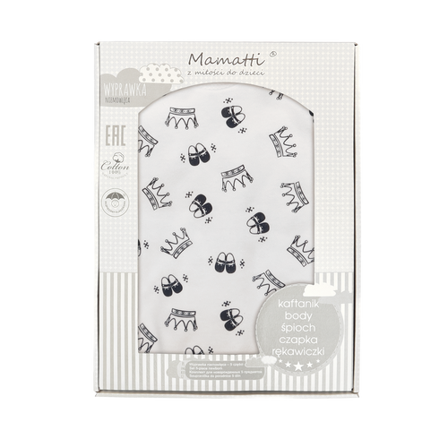 WP404 Komplet 5-częściowy "Korona" Mamatti biało- czarne