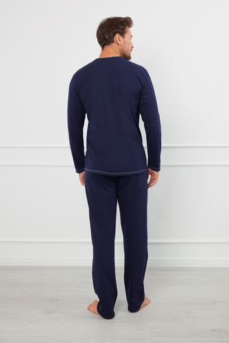 Piżama Męska długi rękaw, długie spodnie Salomon talian Fashion - granatowy/niebieski 